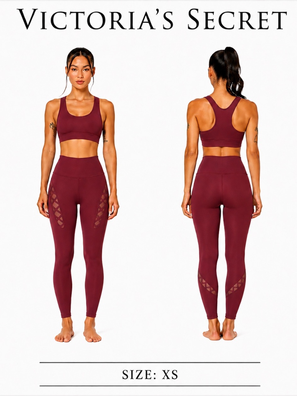 Victoria's Secret High-Waist Burgundy Active Leggings Size XS